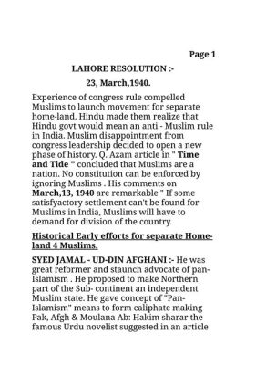 The Lahore Resolution: Dawn of a Separate Muslim Homeland amidst Colonial Rule and Rising Nationalism